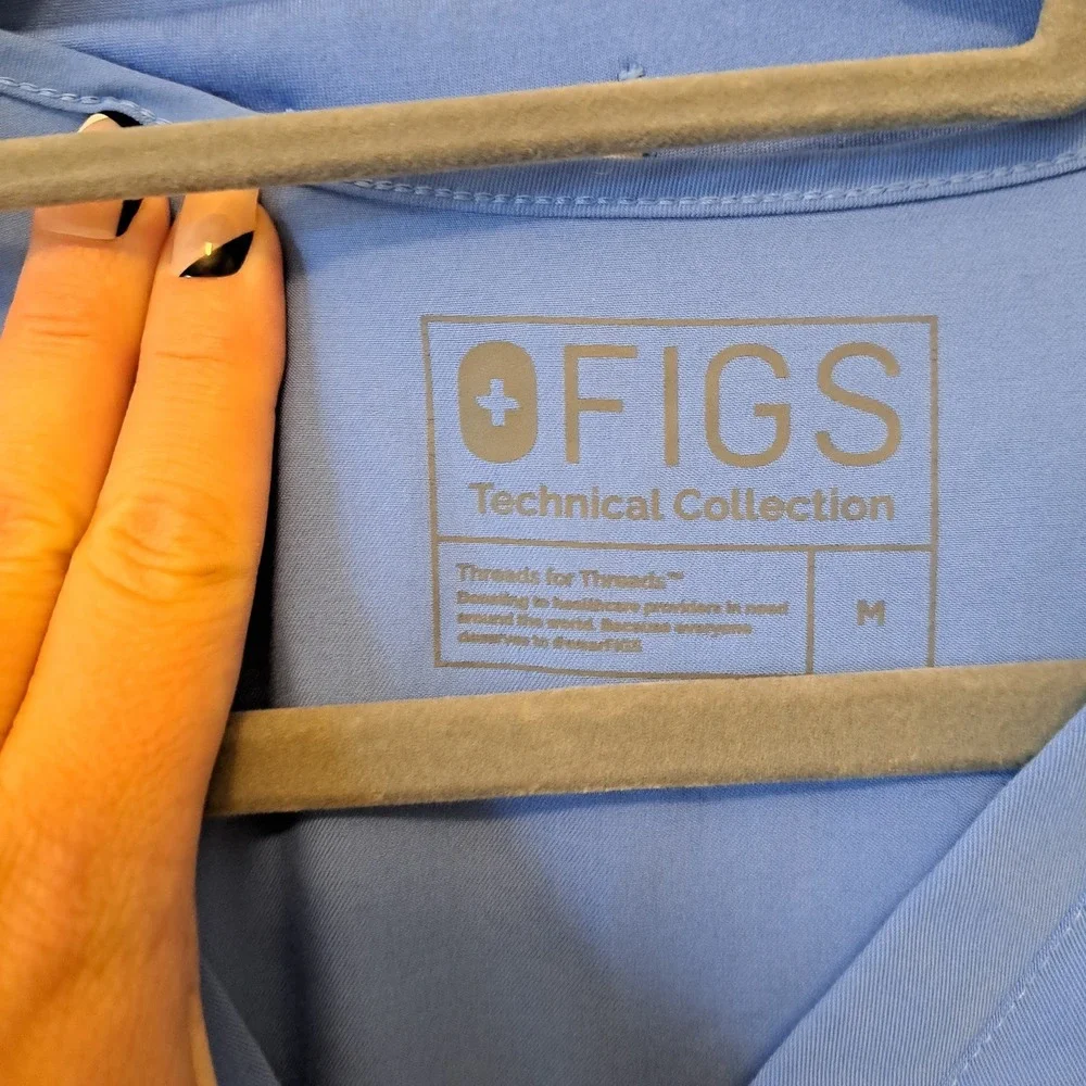 Figs Technical Collection Scrub Set Blue V-Neck Top Jogger Pants Small W18SW2005